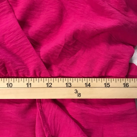 Luxology Wrap Dress Women’s Size XL Color Pink Ruffles V-Neck Long Sleeve Hi-Low - Picture 9 of 15